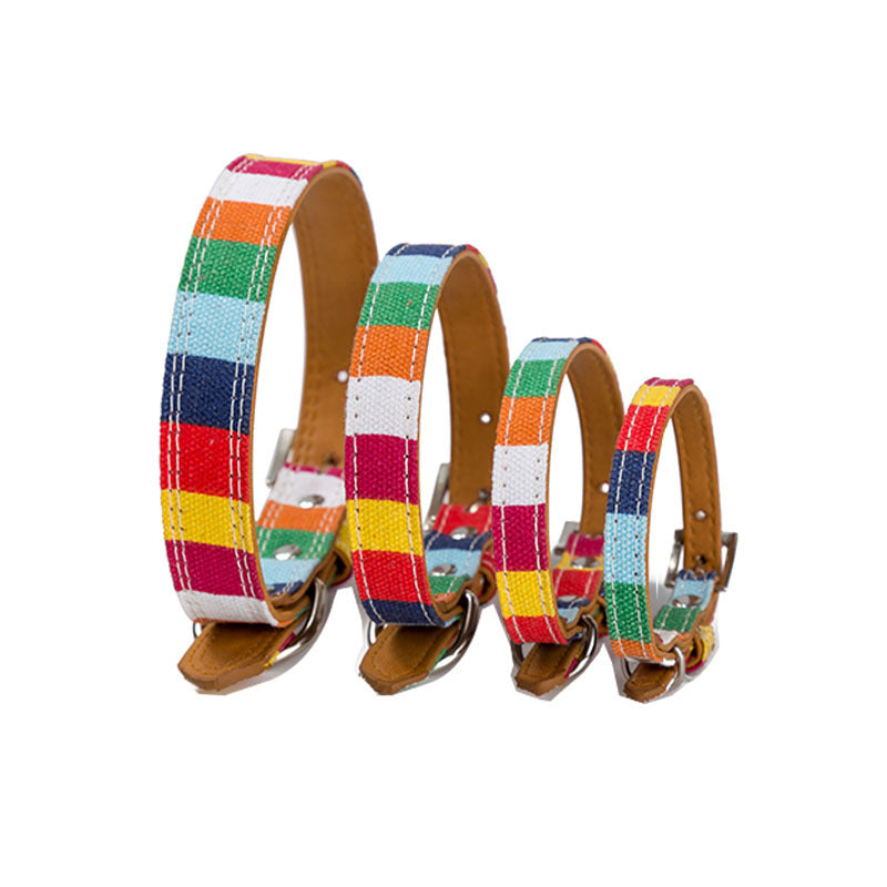Colorful Striped Pet Collar - Pet Supplies
