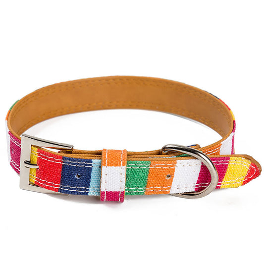 Colorful Striped Pet Collar - Pet Supplies
